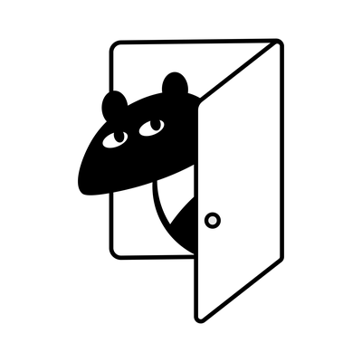 rekafellow&co. mascot peeking through a door